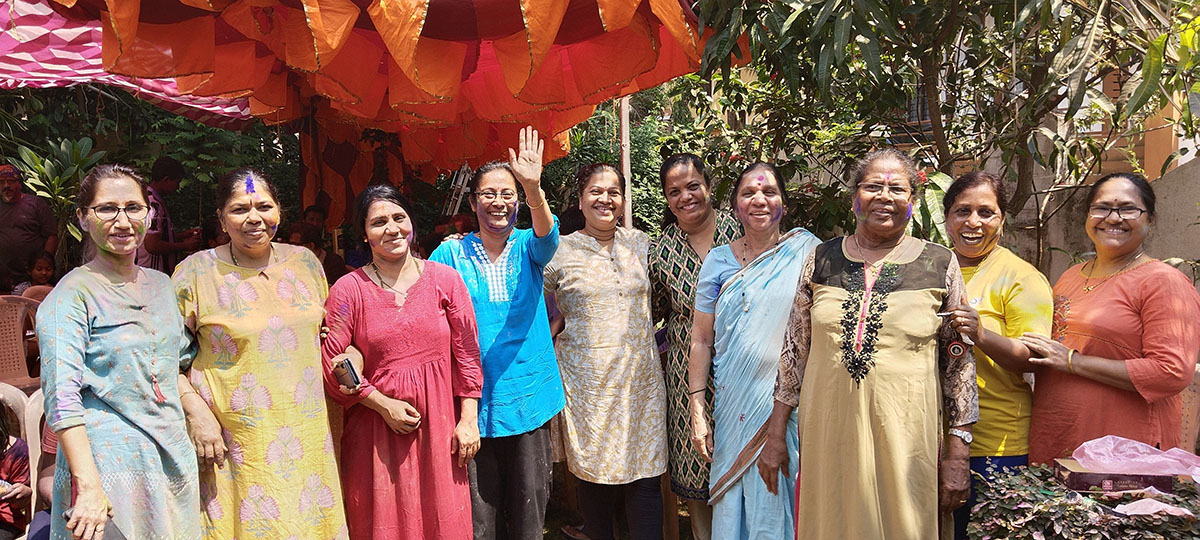 Holi celebrations in progress.